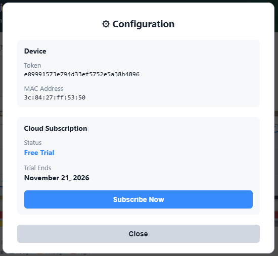 Cloud dashboard with trial countdown banner