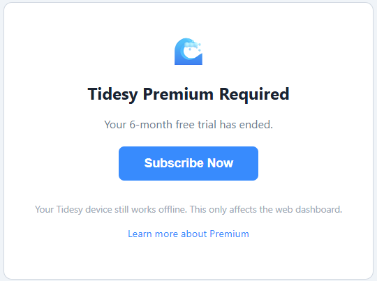Cloud dashboard showing trial expired call-to-action